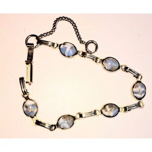 Vintage  Jewelry Bracelet Scarab Blue White Goldtone Women's Ladies